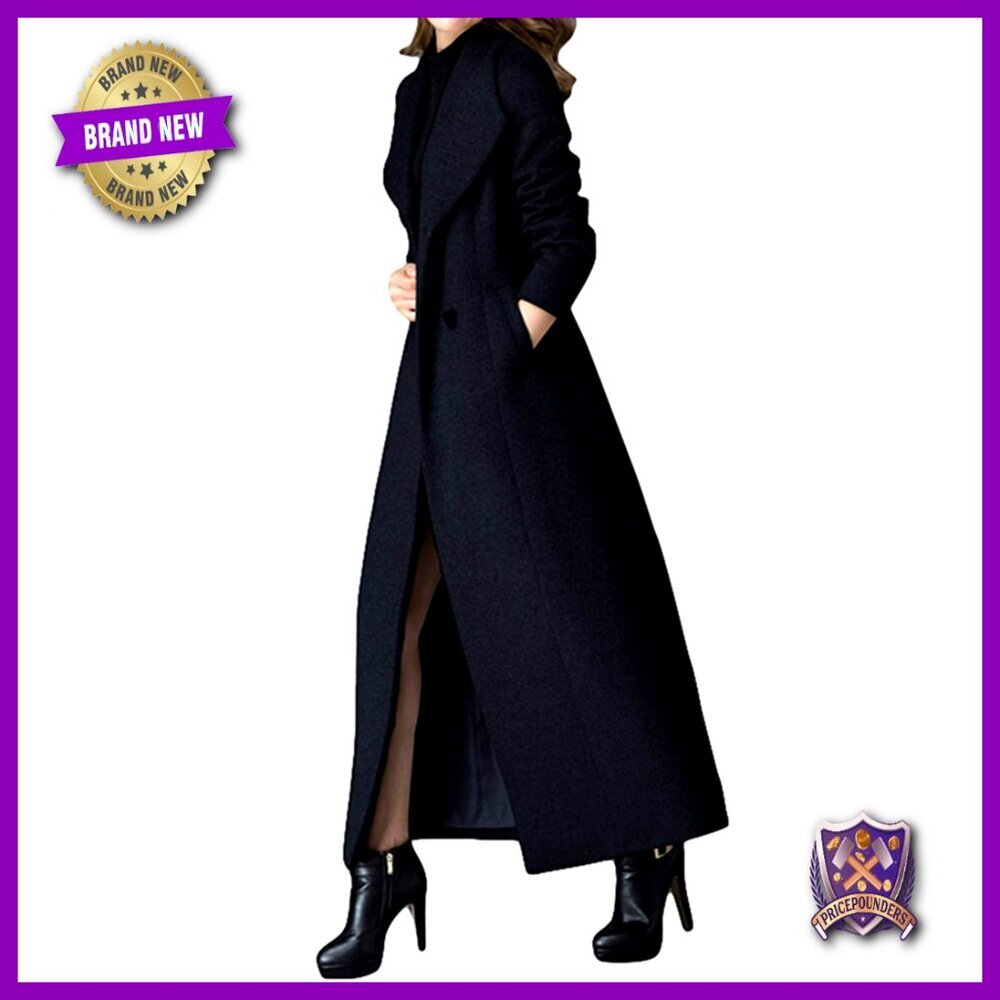 Long Wool Trench Coat Double Breasted Classic Elegant Warm Winter Jacket